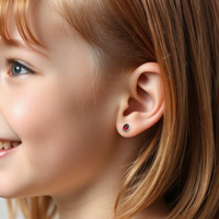 Pendientes Clásicos de Plata de Ley con Diseño de Mariquita para Niños, con Baño de Rodio y Esmalte, Hechos en España, Listos para Enviar