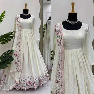 Nouvelle série de qualité, salwar kameez en soie chinon gaufrée, style de fête, séchage rapide, beau design, toutes saisons - Product Image 3