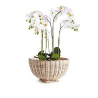 Vas Tanaman Meja Anyaman Rotan Bohemian Ramah Lingkungan Cantik Buatan Tangan, Pot Dekoratif Aksen Netral untuk Tanaman dan Bunga