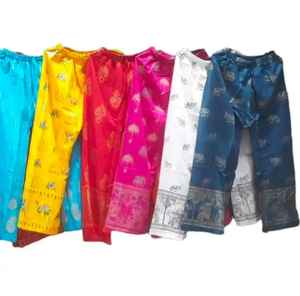 กางเกงพาลาซโซพิมพ์ลายพื้นเมืองผ้าเรยอนสำหรับผู้หญิงเอวยางยืดสไตล์กลางเอวยางยืดระบายอากาศได้ดีตกแต่งเป็นจีบในฤดูร้อน - Product Image 2