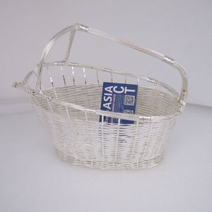 Porte-vin, panier à vin, panier en métal, porte-vin plaqué argent - Product Image 2