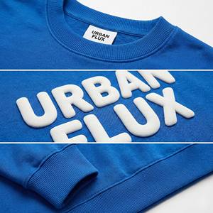 เสื้อสเวตเชิ้ตคอกลมถักนิตติ้งหนานุ่มพิเศษสำหรับฤดูหนาว พิมพ์ลายโลโก้แบบนูน 3 มิติ สีน้ำเงินรอยัล ผ้าฝ้ายฟลีซ สไตล์สตรีทแวร์ สำหรับผู้หญิง - Product Image 6