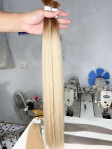 Extensiones de Cabello Humano Virgen Vietnamita Rubio 613 Liso Extremo, Cabello Sedoso de Doble Trama con Cutícula Completa - Product Image 1