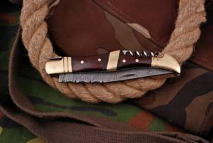 Vente chaude Damas Acier Pliant Portable Manche En Bois EDC Couteaux De Poche Tactique Couteau Pliant Laguiole Couteaux À Vin - Product Image 5