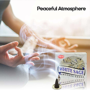 Conos de incienso de salvia blanca HEM, 12 cajas (10 conos cada uno) para aliviar el estrés, conos de incienso para meditación y bienestar - Product Image 4