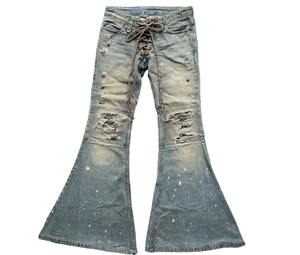 Pantalones Vaqueros Americanos Retro Holgados y Ajustados con Dobladillo Deshilachado, Pantalones Anchos Rectos, Jeans con Dobladillo Deshilachado y Estrella 3D - Product Image 3