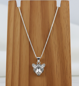 Unisex 925 <b>Silver</b> Rhodium Link Chain <b>Necklace</b> Daily Wear Leopard Charm Pendant Gold Plated Trending Fashion Gift <b>for</b> <b>Men</b> Women - Product Image 1