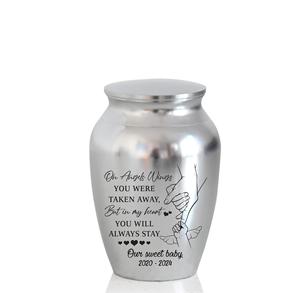 Personalized Baby <b>Mini</b> Urn Stainless Steel Decorative Keepsake Urn Engraved Memorial Urn for Loss of Child Custom Size Silver - Product Image 1