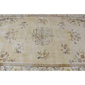 Tapis de 4,8 x 8,8 pieds, grand tapis turc vintage, tapis en laine jaune - Product Image 4