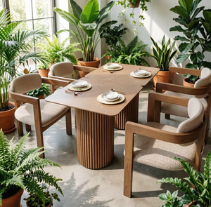 Chaise de salle à manger moderne en bois avec revêtement en tissu et pieds en bois pour l'ameublement de la maison - Product Image 3