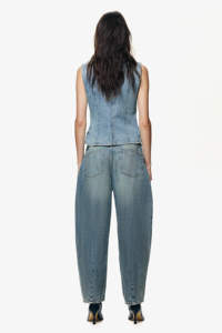 กางเกงยีนส์เอวสูงสำหรับผู้หญิงกางเกงยีนส์ทรงแบ็กกี้ไซส์ใหญ่พิเศษสีฟ้าแบบกำหนดเองใหม่ - Product Image 6