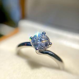 6mm Cut Diamond Engagement Ring | Classic Solitaire Accents | Sterling Silver 18K Gold Plated Bridal Wedding Fine Jewelry Custom - Product Image 1