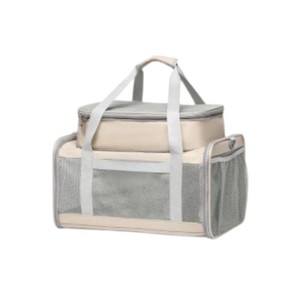 Soft-Sided Pet Carrier Bag Mesh Zipper Closure Breathable Window for <b>Cats</b> Gray Beige Color Quadratic Shape Leisure Style - Product Image 1