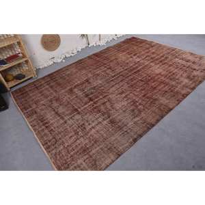 พรมตุรกีโบราณแบบทันสมัยขนาดใหญ่6.4x9.2ฟุตสีน้ำตาลปะต่อวัสดุขนสัตว์มีแผ่นยางรองสำหรับตกแต่งห้องโถงห้อง - Product Image 2