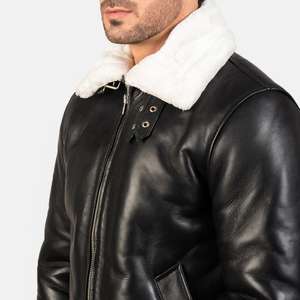Veste en cuir décontractée ajustée pour homme de la meilleure qualité, en peau d'agneau véritable avec fourrure d'hiver, style motard authentique, veste pakistanaise pour homme - Product Image 5