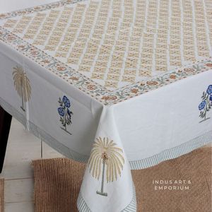 Premium Quality Indian Cotton Hand Block Printed Rectangle and <b>Round</b> Floral Dinning <b>Tablecloth</b> 72 Inches for Wedding Home - Product Image 5
