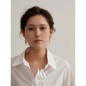 Orecchini pendenti alla moda in oro con design a barra bilanciata - Product Image 5