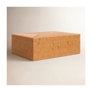 Cesta rectangular de ratán tejida a mano, cesta de almacenamiento hecha a mano, venta al por mayor, ecológica, hecha en Vietnam - Product Image 1