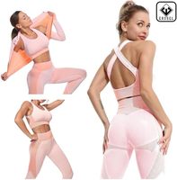 Vêtements de fitness sans couture pour femmes, tenue de gymnastique et ensemble d'entraînement de yoga, ensemble de soutien-gorge de sport 3 pièces