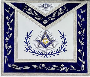 Master Mason Luxury Embroidered Border Masonic <b>Badge</b> with Blue & White Magnet Extendable Belt Metal Snake Clip and Hook - Product Image 3
