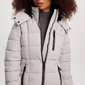 Veste parka longue d'hiver pour femmes de qualité supérieure, avec fermeture éclair et capuche, logo personnalisé, prix bas, vente en gros - Product Image 6