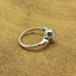 Gorgeous 925 Sterling Silver Hammered Band Ring <b>Light</b>-Weight Bohemian Moonstone Gemstone Dainty Bezel Setting Diamond Weddings - Product Image 2