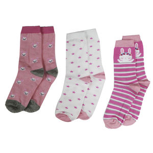 3-Piece Pack of Girls' Fant Cute <b>Cartoon</b> Breathable Knitted Ankle Toddler <b>Socks</b> - Product Image 1