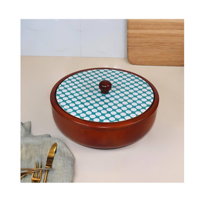 Cazuela de madera de acacia, cazuela de madera con tapa de mango, ollas para calentar alimentos de cocina de mesa - Product Image 3