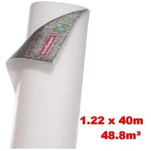 Rouleau d'isolation thermique pour murs, MXCRO-007, 1,22 m x 40 m, 3 mm d'épaisseur, -51 à 82 °C, 0,1 mm métallisé, 3 mm microcellules, polyéthylène - Product Image 1