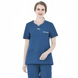 Traje de enfermera de tejido delgado para mujer, ropa de salón de belleza, conjuntos de uniformes médicos elásticos, uniformes de Hospital estampados a mano - Product Image 6