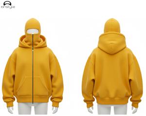 ผ้าฟลีซโพลีเอสเตอร์/ ผ้าฝ้ายทำจากกีฬาสไตล์สตรีทรูดซิปหน้ากากฤดูหนาวออกแบบได้ตามต้องการ - Product Image 4