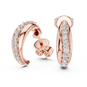 Elegantes pendientes de tuerca de diamantes redondos cultivados en laboratorio amarillo de 14 quilates, oro rosa para fiestas de mujeres y bodas, estilo moderno - Product Image 6