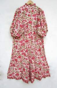 Robe longue en coton indien imprimé à la main taille libre caftan pour femmes tenue décontractée robe grande taille vêtements d'été robes Maxi - Product Image 2