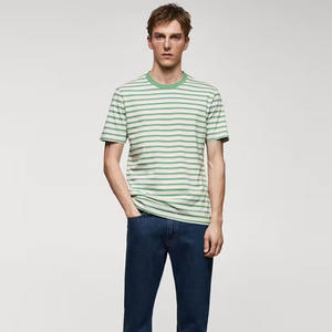 เสื้อยืดผู้ชายลายทางพิมพ์ลายถักแบบลำลองทรงปกติ ผลิตจากโรงงาน ล่าสุด ลดราคาถูก - Product Image 2