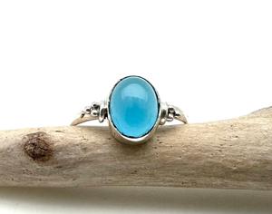 แหวนประดับพลอยคาลซิโดนีเงินสเตอร์ลิงทำด้วยมือเครื่องประดับงานหมั้นสำหรับงานแต่งงานของขวัญวันเกิดแบบกว้าง - Product Image 1