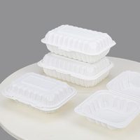Contenedores de Plástico Desechables de Polipropileno de Alta Gama, Tipo Concha, con Tapa Abatible, 6x6" 8x8", para Sándwiches, Pizza, Jugos, Tamaño Personalizado, Color Blanco