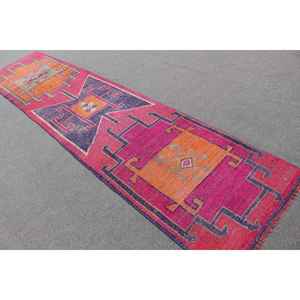 Alfombra turca de 2.8x11.6 pies, alfombra vintage, alfombra de lana con lunares rojos y naranjas - Product Image 4