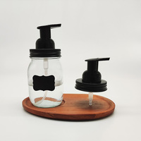 Couvercle de pot Mason noir personnalisé en acier inoxydable de 70 MM avec distributeur de pompe à mousse en plastique noir en Stock