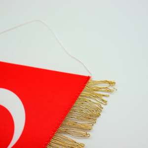 Premium Double Sided Crystal Satin Custom <b>Banner</b> Turkey Flag with Triangle Cut Gold Fringe Made From Durable Polyester - Product Image 3