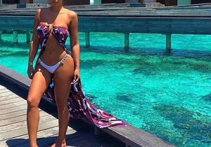 Verano elegante señoras Fitness traje de baño cinturón negro leopardo estampado gasa manga larga Centro hendidura cintura técnica de diamantes de imitación - Product Image 6