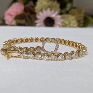 4.50 Ct Round Cut Lab Grown Diamond Tennis <b>Bracelet</b>, Classic Wedding <b>Bracelet</b> for Women's, <b>Solid</b> 10K/14K Bezel Set Yellow Gold - Product Image 2