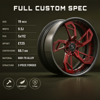 Jantes forgées 3 pièces Maroon 5-Split-Y 19x9.5 5x112 ET30 6061 T6 personnalisées à déport profond pour Jeep