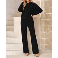 Ensemble de salon en coton 2 pièces pour femmes Style solide automne mode pantalons de survêtement avec poches confortable survêtement confortable voyage aéroport tenues