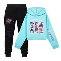 Costume de chasseur de démons Kpop, pantalon à capuche demi-taille pour filles, vêtement de sport imprimé Mira Rumi Zoey, vêtements de fête de carnaval