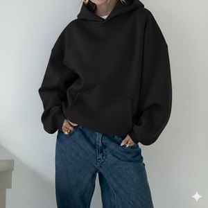 Conjunto de Sudadera con Capucha y Pantalones Deportivos de Felpa de Algodón de 220g, Personalizado, Casual, de Alta Calidad, con Hombros Caídos, Estampado, para Mujer, Otoño Invierno, con Forro y Logotipo Frontal - Product Image 4