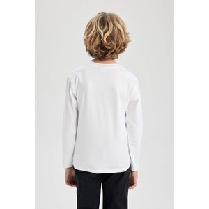 T-shirt bianca 2 pezzi ragazzo Badi manica lunga 100% cotone a coste