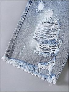 Nouveau Short en Jean Bleu 2026 pour Homme, 100% Coton Écologique, Taille Mi-Haute, Décontracté, Brodé, Effet Usé, Coupe Droite, Haute Qualité, Vente Chaude - Product Image 5