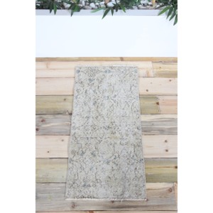 Tapis turc vintage 1,5x3 pi (45x90 cm), tapis beige géométrique - Product Image 1