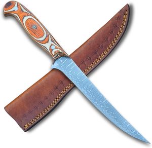 Couteau de pêche à filet en acier damassé fait à la main lame flexible pour la cuisine cadeau de chef pour les occasions spéciales personnaliser le couteau - Product Image 5