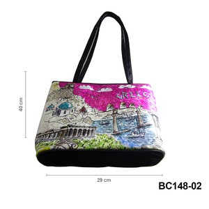 Bolso Tote de Lona con Estampado Vintage de Letras DAFNI BIG PAZAR, con Cierre de Cremallera y Forro de Algodón, para Compras en Todas las Estaciones - Product Image 2